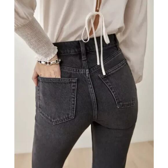 Reformation NWOT Women's Black Cynthia Button Fly High Rise Straight Jeans 30 - Picture 2 of 8